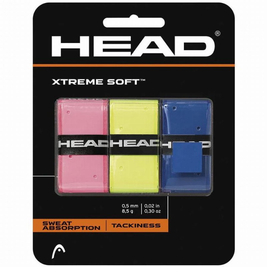 Blister Overgrips Head  Xtreme Soft Rosa Amarillo Azul 3 Unidades