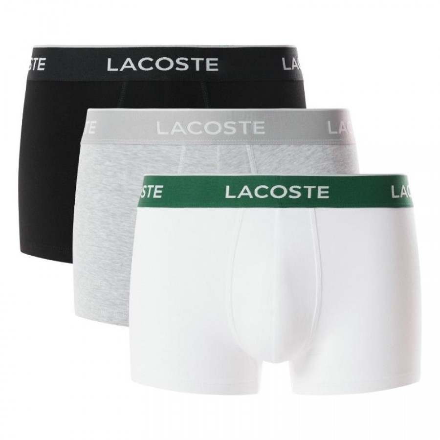 Boxers Lacoste Negro Blanco Gris Vigore 3 Unidades