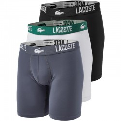 Boxers Lacoste Poliamida Branco Cinza Preto 3 unidades