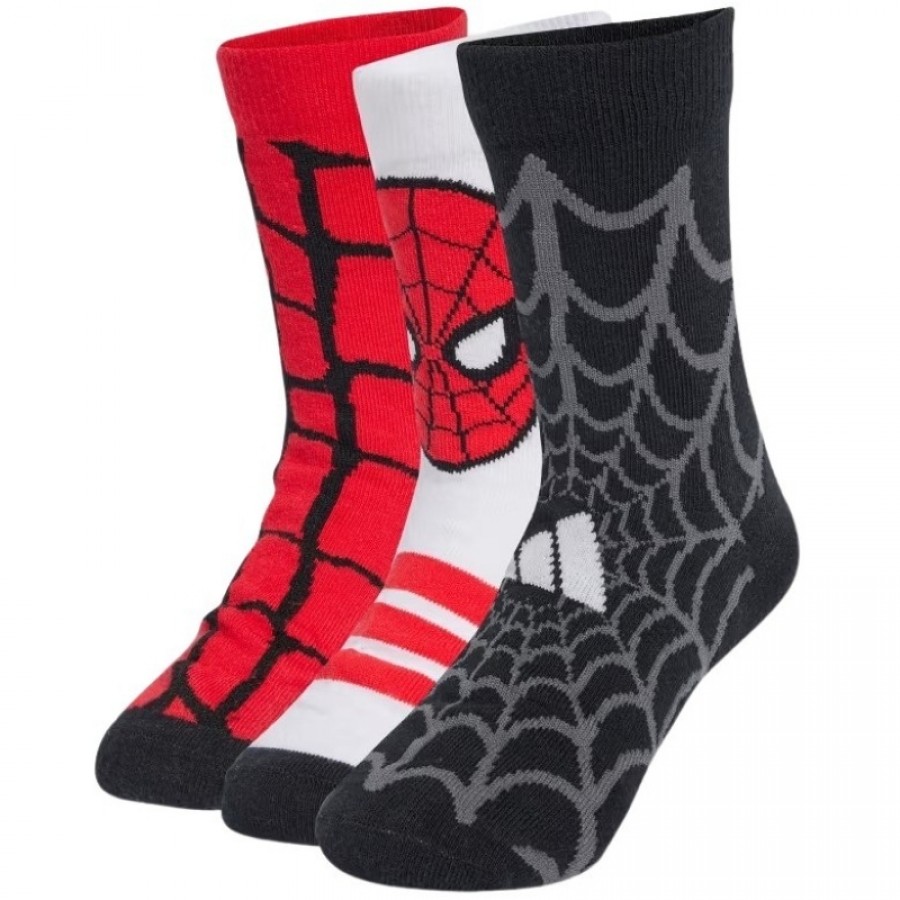Calcetines Adidas Spiderman Blanco Rojo Negro 3 Pares