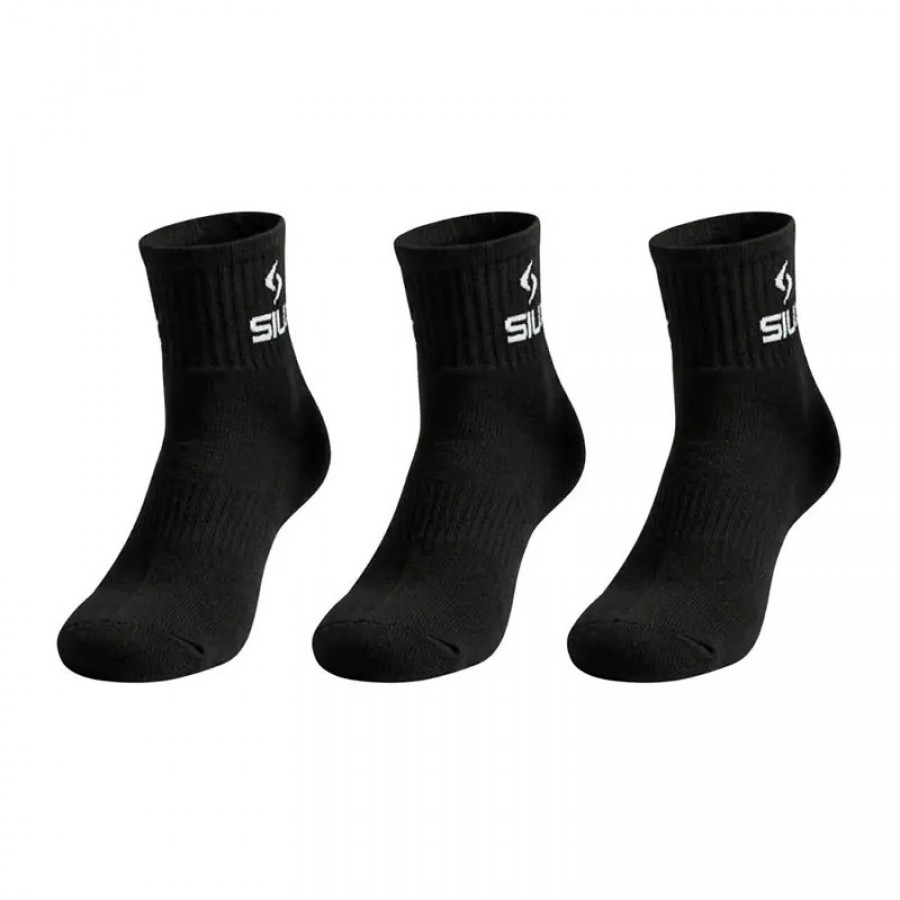 Siux Basic 26 Chaussettes mi-mollet, noires 3 paires