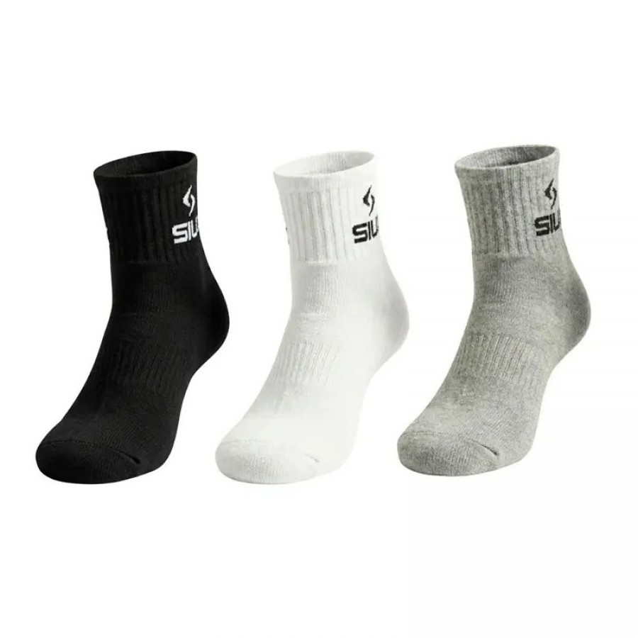 Siux Basic 26 Chaussettes mi-mollet, Noir Gris Blanc 3 paires