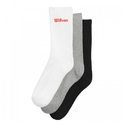 Wilson Crew Socks White Gray Black 3 Pairs