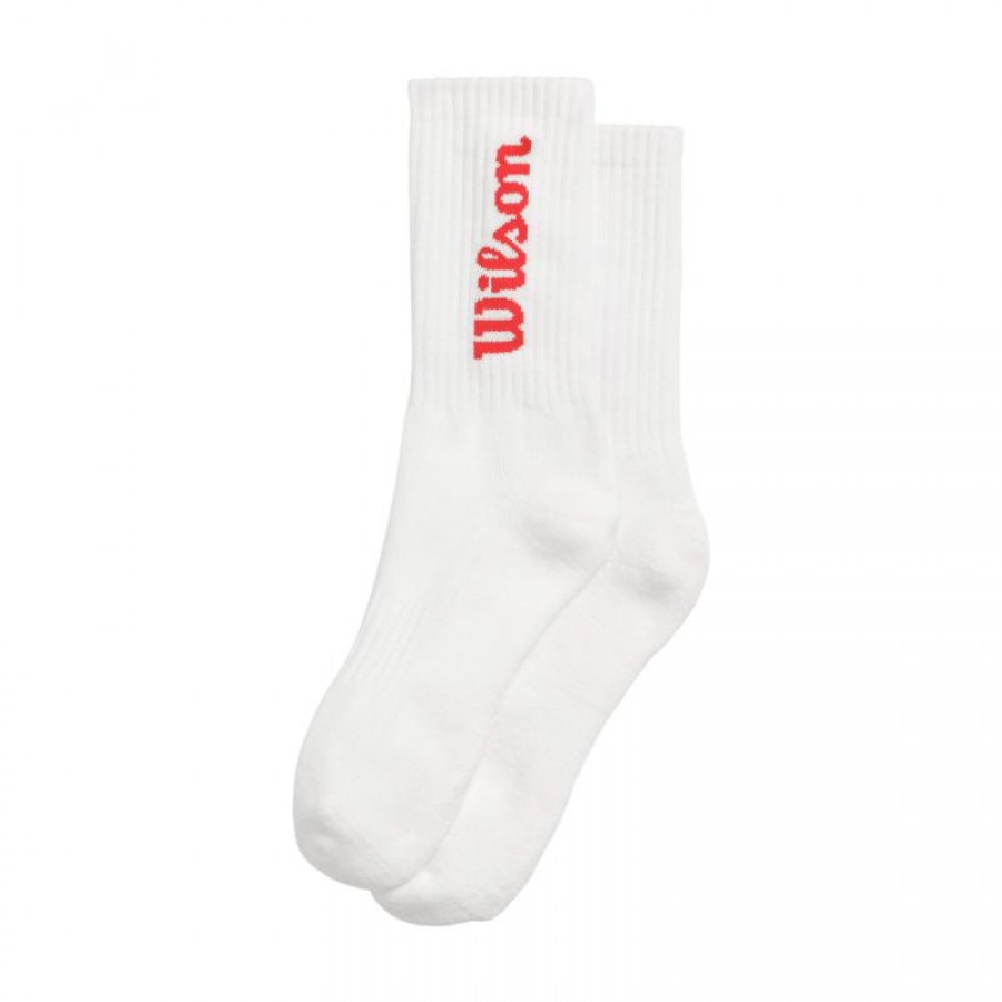 Wilson Crew Logo Socks White Red 1 Pair