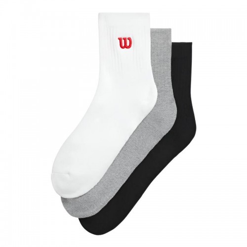 Wilson Quarter Top Socks White Gray Black 3 Pairs