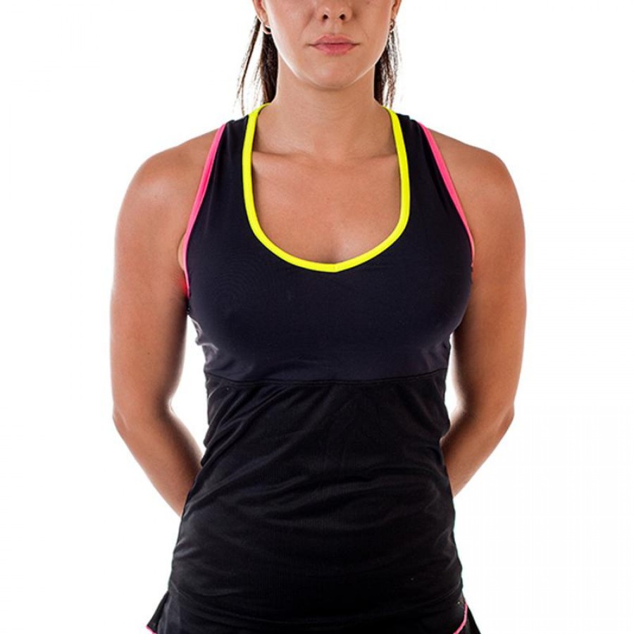 T-shirt BB Lyra Black Yellow Pink Fluor PADELPOINT T-shirt BB Lyra Black Yellow Pink Fluor