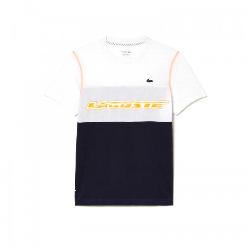 Camiseta Lacoste Sport Medvedev Blanco Azul Naranja