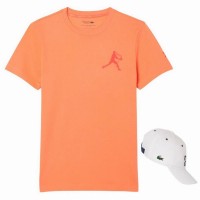 Pack Lacoste Novak Djokovic T-shirt orange et casquette blanche