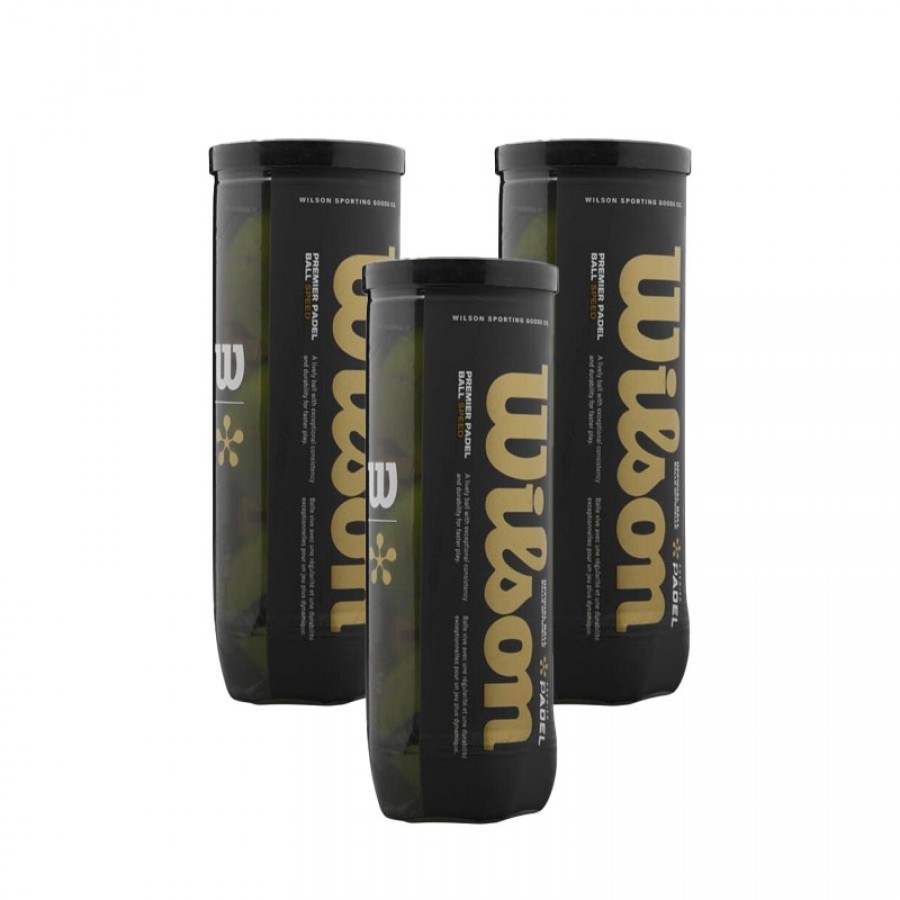 Pack de 3 Botes de Pelotas Wilson Padel Premier Speed PADELPOINT Pack de 3 Botes de Pelotas Wilson Padel Premier Speed