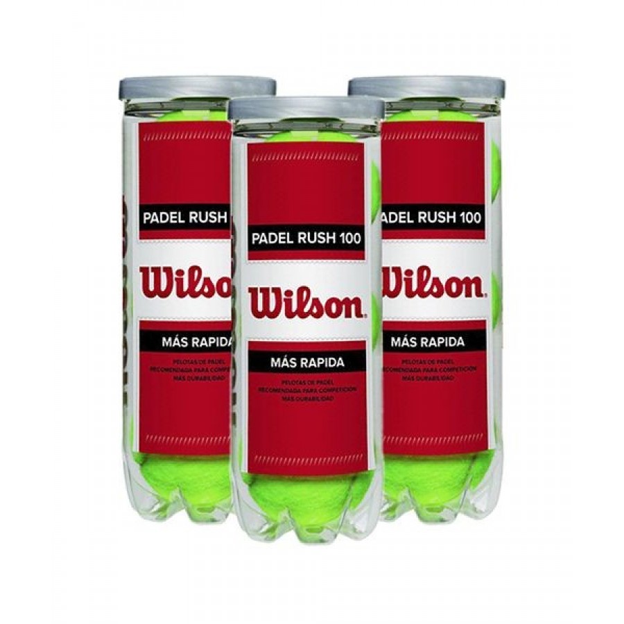 Pack de 3 Botes de Pelotas Wilson Rush 100 PADELPOINT Pack de 3 Botes de Pelotas Wilson Rush 100