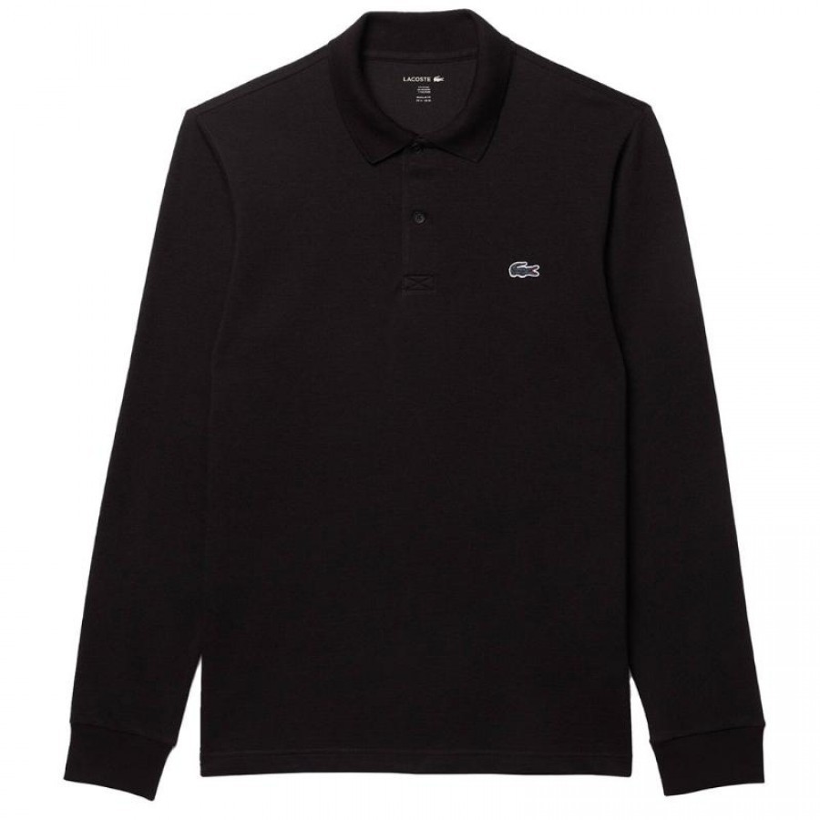 Polo Manga Larga Lacoste Regular Fit Algodon Negro