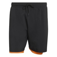Shorts Adidas Club 2 em 1 Preto Laranja