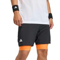 Shorts Adidas Club 2 em 1 Preto Laranja