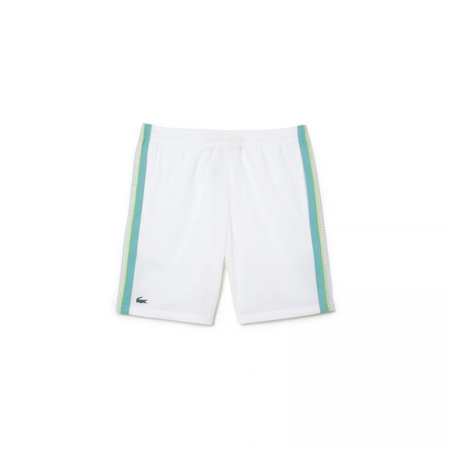 Short Lacoste Polyester Recycle Blanc Vert PADELPOINT Short Lacoste Polyester Recycle Blanc Vert