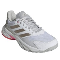 Tênis Adidas CourtJam Control 3 Branco Prata Vermelho Feminino