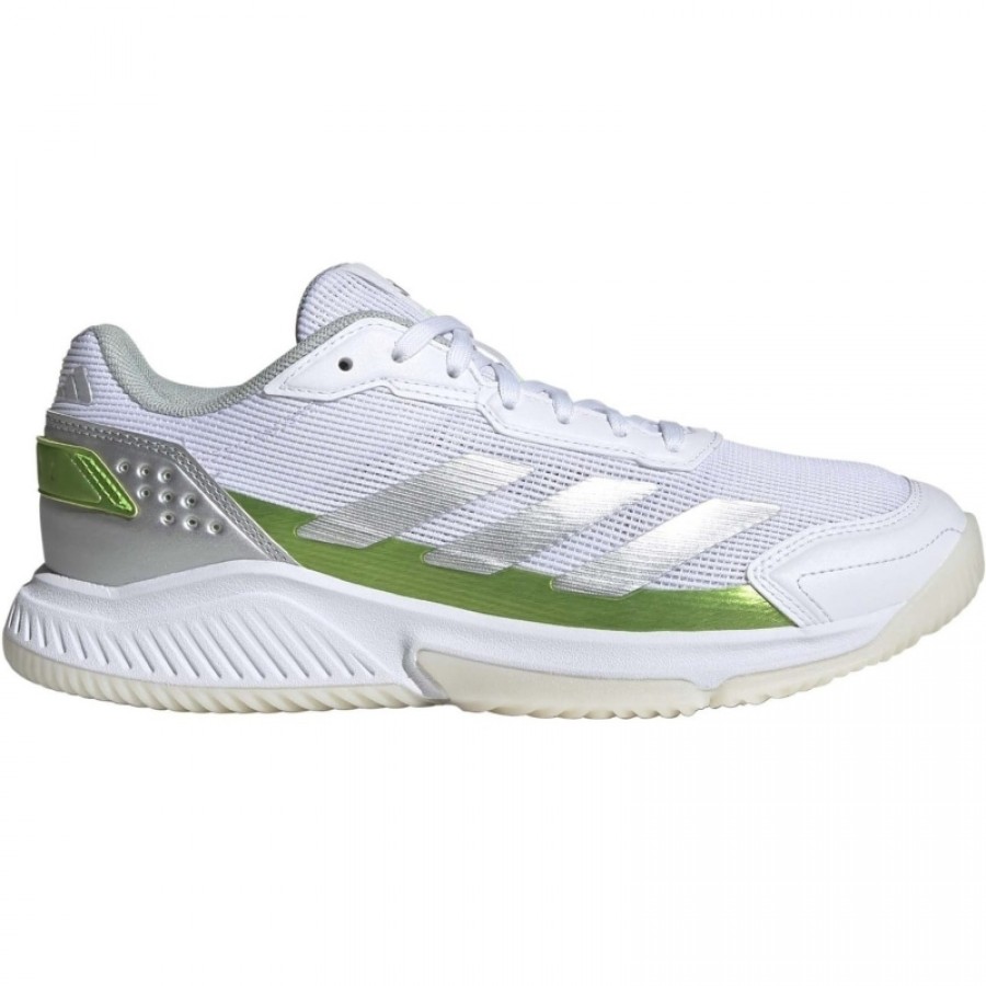 Zapatillas Adidas Courtquick Padel Blanco Plata Verde Mujer